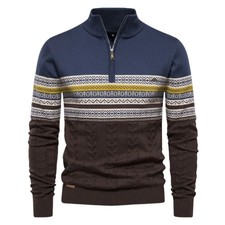 Autumn Winter Men Knitwear Half Zipper Pullovers Sweater Male v-Neck Knitted Jum