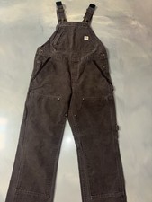 Carhartt Vintage Brown BibOveralls with a double-knee Women s Sz S 4/6