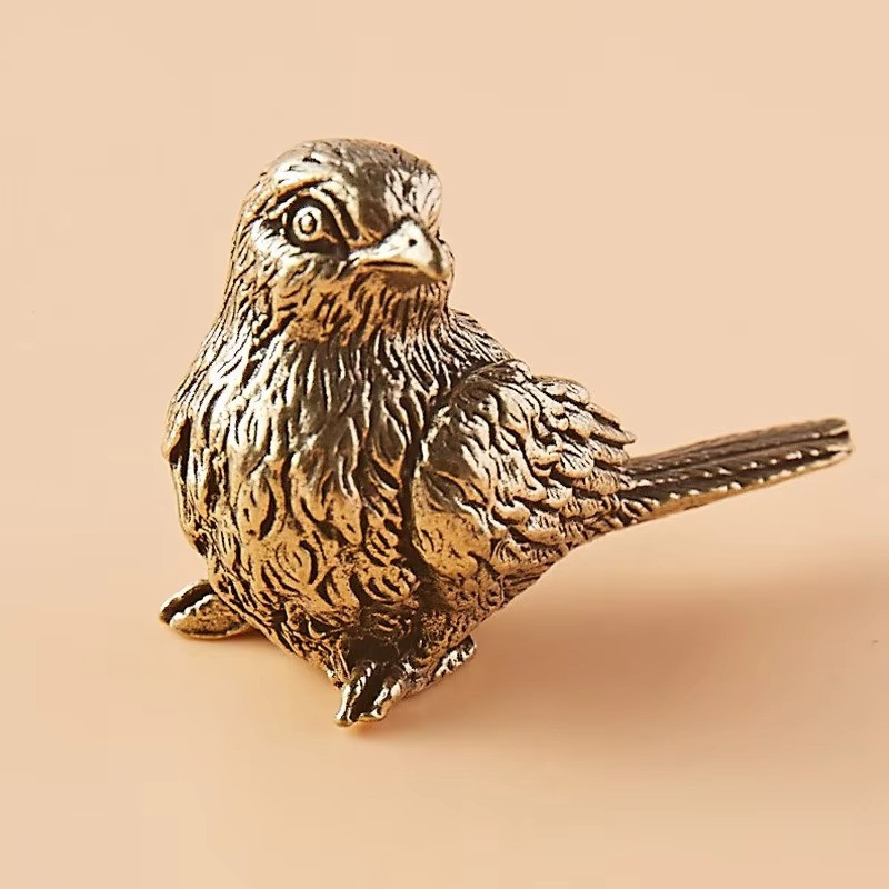 Small Sparrow Statue Brass Ornament Bird Handmade Home Decoration Figurines