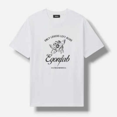 Egonlab Men's White Logo Print T-Shirt Top Size M