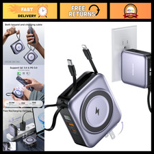 10000mAh Portable Power Bank with Built-in Cables Wall Plug, Fast Charging