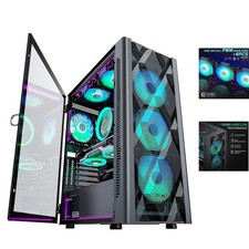 Large ATX Case with 6 Addressable ARGB Fans  Tempered Glass for Optimal Cooling