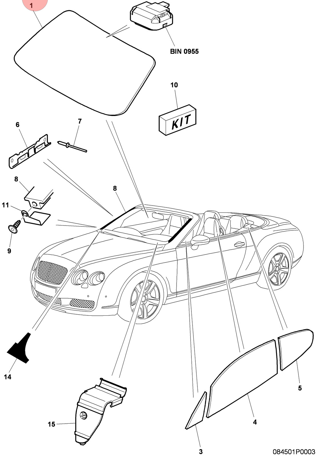 07-11 BENTLEY CONTINENTAL GTC WINDSCREEN WINDSHIELD AUTO GLASS SENSOR RAIN OEM