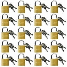 20 Pcs 25mm Solid Brass Mini Padlock Set Pad Locks w/ 2 Keys for Locker Luggage