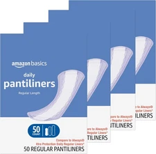 Amazon Basics Daily Pantiliner, Regular Length, Pads for Women, Unscented, 300