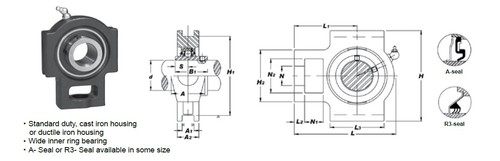 [2-Pack] UCT207 Cast Iron Take-Up Mounted Bearing Unit [35 mm Bore] - 第 8/8 張圖片