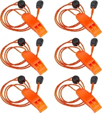6Pcs Emergency Whistle Survival Whistles Loud Marine Safety Whistle with Adjusta
