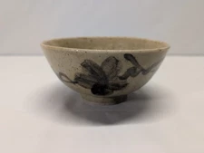 Painted Glazed Karatsu Tea Bowl Ceremonial 6" Diameter One Small Chip See Pics