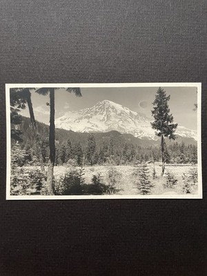 Vintage Mount Rainier Black White Photo Washington Landscape