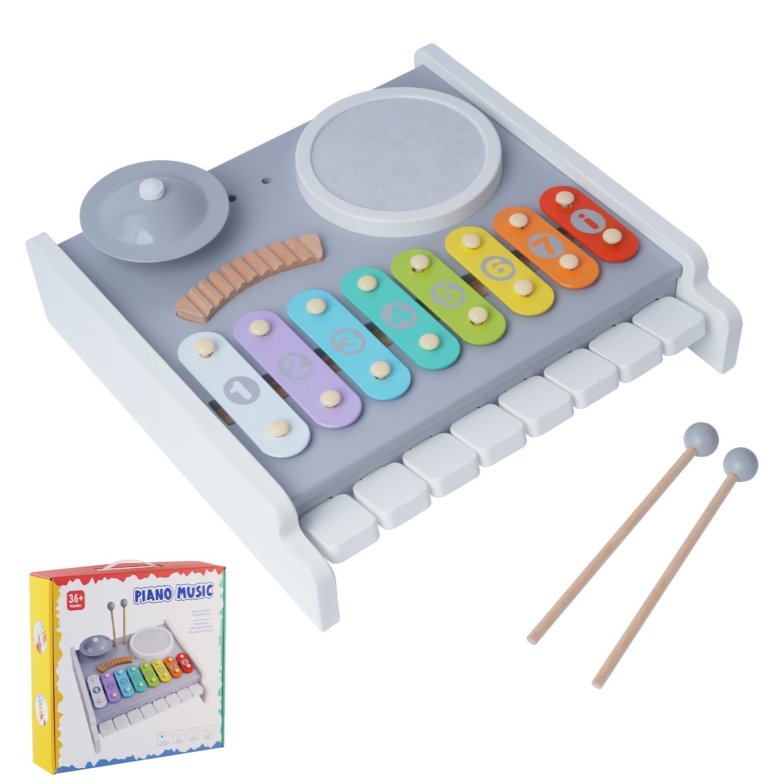 Spielzeug Trommel Set für Kleinkinder Montessori-Musikinstrumenten-Set Klavier