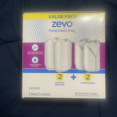 ZEVO Flying Insect Trap 2 Plug-In Devices 2 Refills Fruit Fly Gnat House Fly NEW