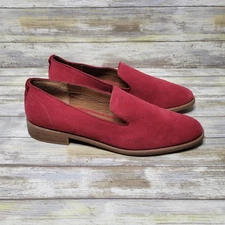 Franco Sarto Jeena Red Suede Leather Flat Slip On Loafers Shoes Women's Size 9