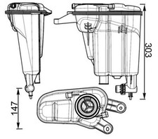 MAHLE CRT95000S Coolant Expansion Tank 147mm Length For Audi A4 A4 Allroad A5 Q5