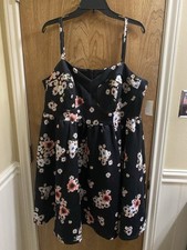 TORRID Floral Bustier Scuba Cocktail Dress Black Peplum Zip Flare Babydoll