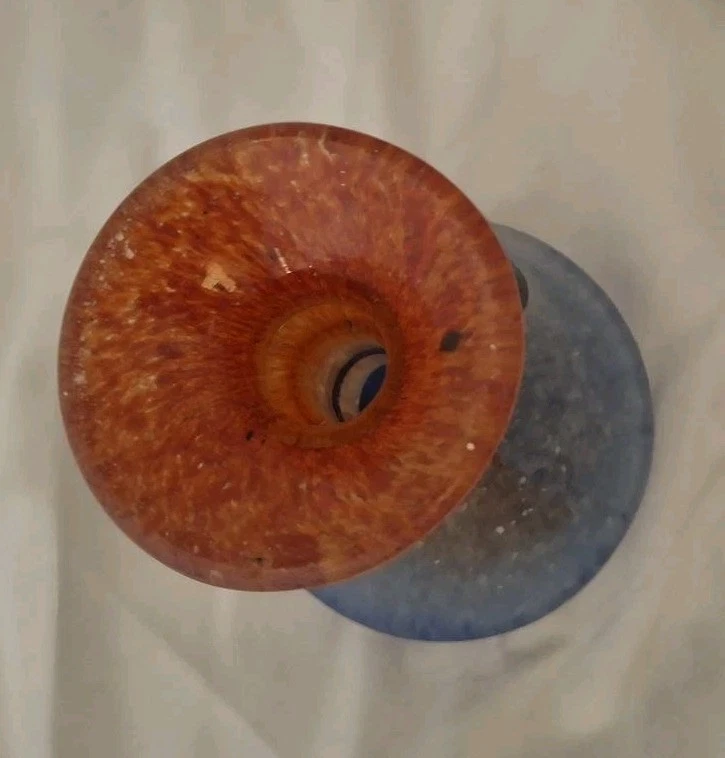 Vtg LAFIORE Scavo Textured Roman Style Blue Red textured Glass Ewer Cruet JUG  - Image 3 of 4