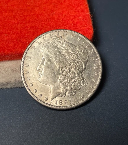 (#102573) Morgan Dollar:  1891 S  AU  Better date.  (See video!)