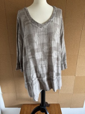 Tunika Top Gr 18 20 Ch54'' grau greige Leinenmix strukturiert Lagenlook Sinne Design