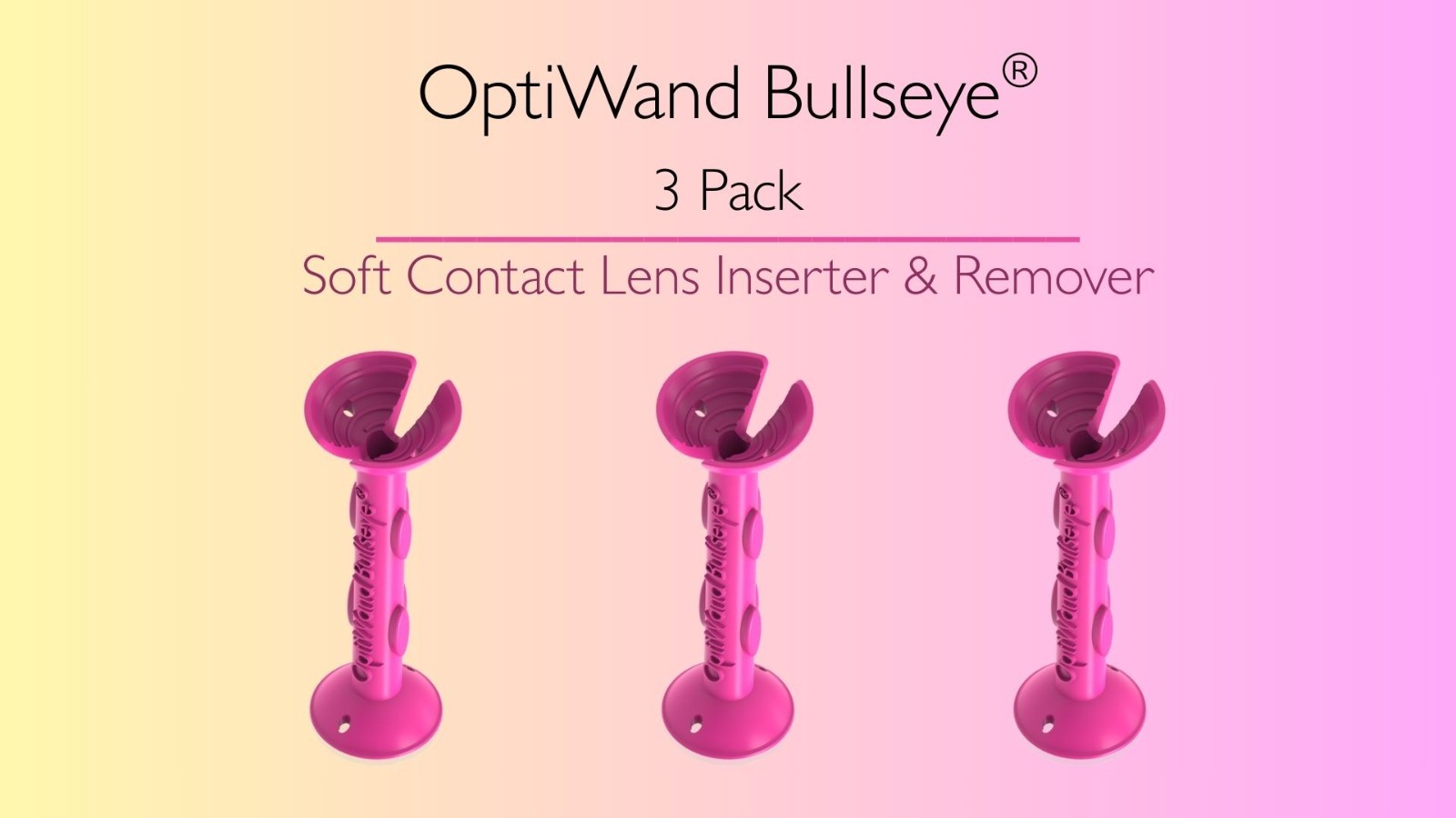 OptiWand Bullseye Pink 3 Pack soft contact lens insertion & 