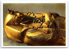 Vintage Egyptian Tutankhamun Gold Coffin Postcard U.A.R. Egypt No. 6
