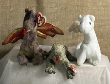 Beanie Baby Trio Magic, Scorch, & Scaly RARE w/tag Errors!