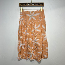 Vintage California Krush Orange White Tropical Palm Print Skirt USA Made Small