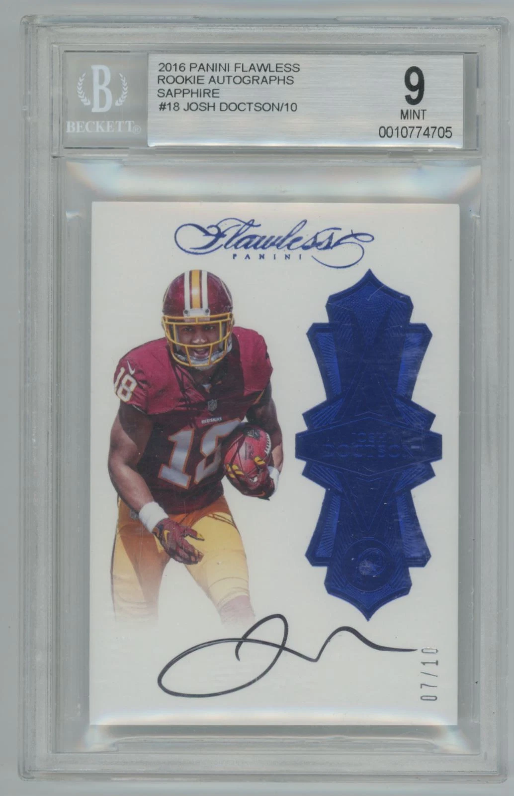 Josh Doctson Panini Flawless Rookie Now and Then Signatures #RNJD Sapphire