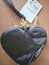 Lululemon Dual Pouch Wristlet Heart Black with Gold Accent