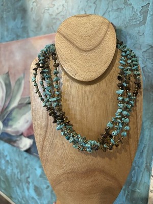Howlite & Tiger Eye Chip Fashion 5-Strand 17  Necklace w/3.5  Extension