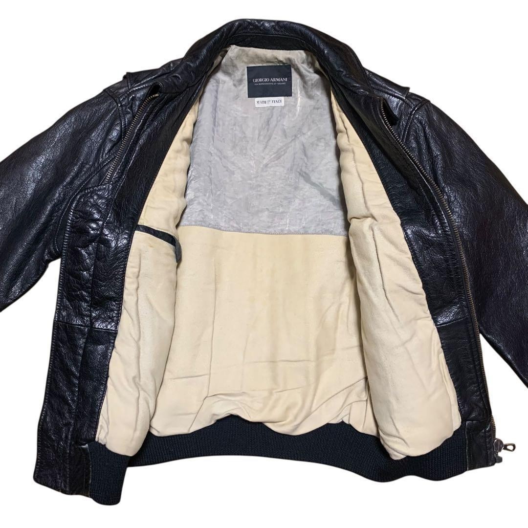 Giorgio Armani Horsehide Flight Jacket A-2 Style 90s Vintage Italy Authentic image 10