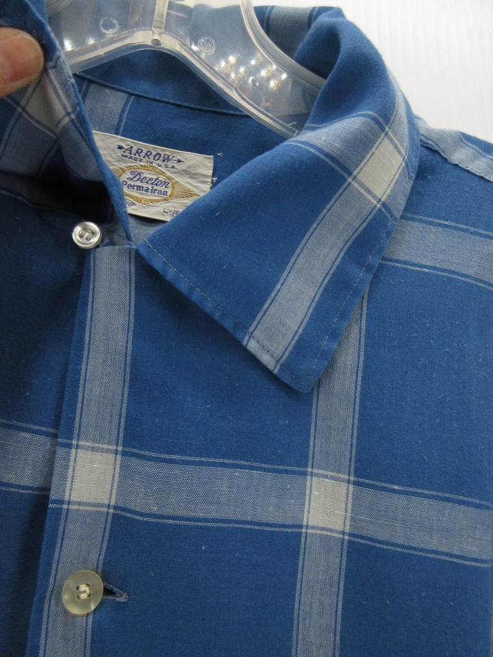Camisa Flecha DE COLECCIÓN Hombres Grande Azul Sanforizada Cuello Lazo Sombra Decton EE. UU. * Foto 3 de 4