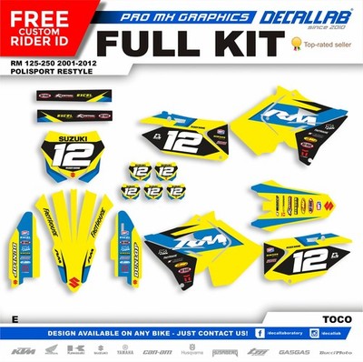 SUZUKI RM 125 250 2001 - 2012 Polisport Restyle Super Durable MX Graphics Decals