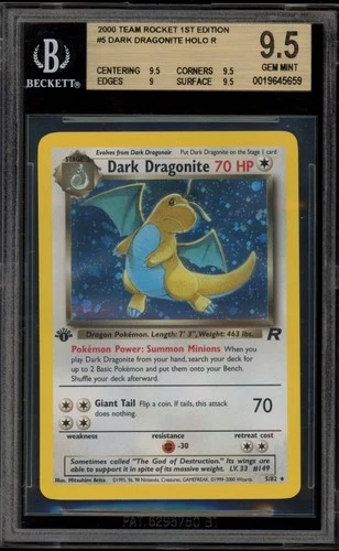 Pokemon Dark Dragonite Team Rocket 1st Edition Holo Rare #5 BGS 9.5 Gem Mint