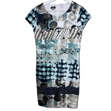 Gerry Weber Sheath Dress Womens 8 Blue Abstract Print Career Stretch