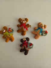 Vintage Handmade Bucilla   Felt Sequin Bear Christmas Ornaments - 4" tall