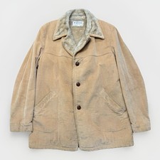 McGregor Corduroy Jacket Mens 46 Long Vtg 70s Barn Coat Tan Fleece Lined Work