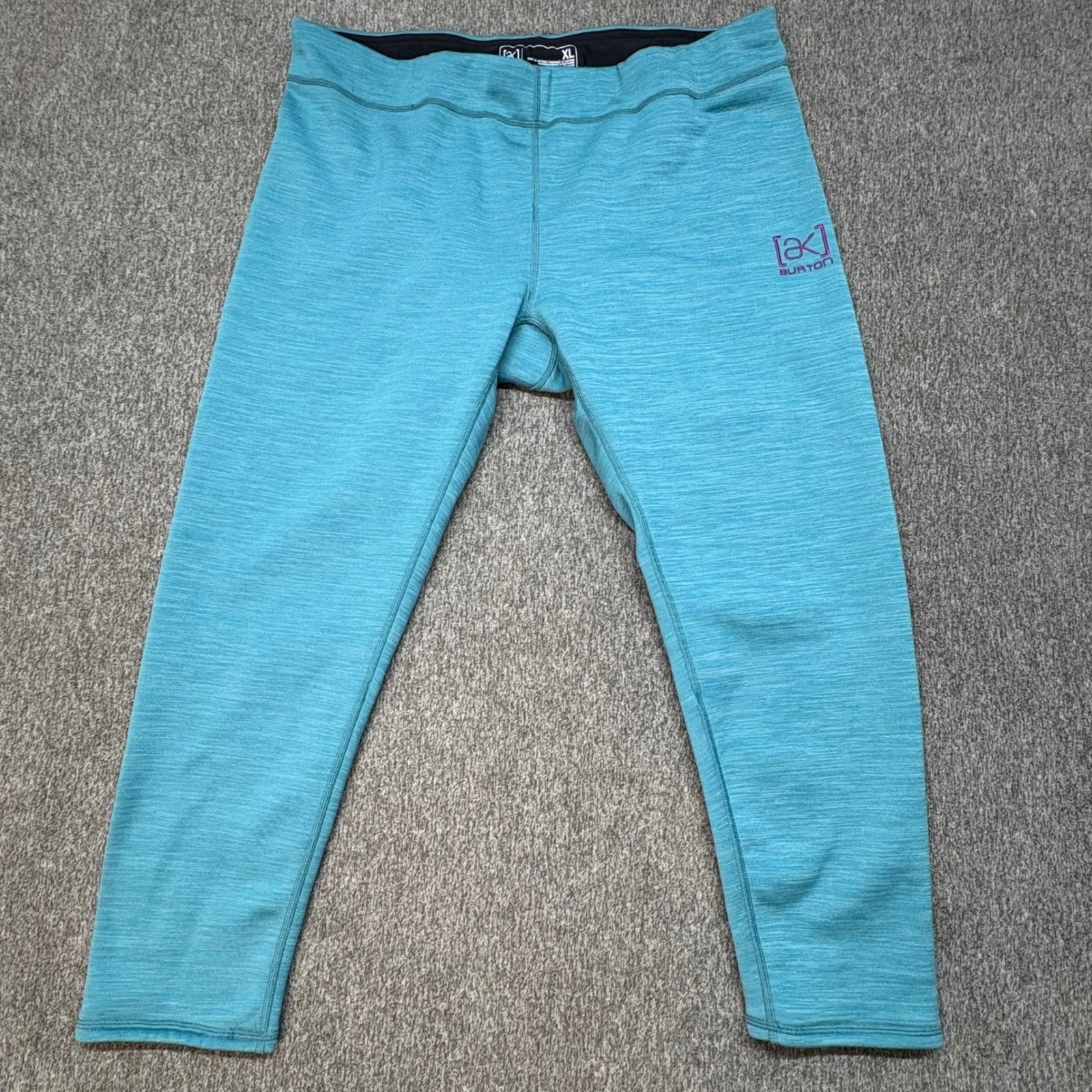 Burton AK Polartech Woman's XL Capri Leggings Teal Blue Fleece Lined Ski