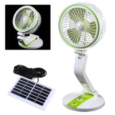 18 Portable Solar Power Fan With Led Light - Rechargeable Adjustable