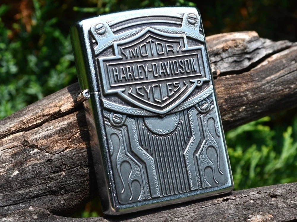 Harley Davidson Zippo Lighter - H-D Ride - Bar and Shield - Pewter
