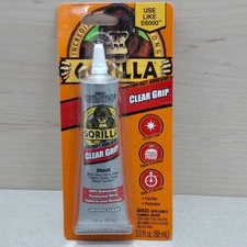 Gorilla Clear Grip Adhesive 3oz Fast Setting Waterproof Flexible Paintable USA