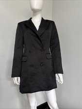 MissPap Detachable Corsage Satin Blazer Mini Dress Black 8 Size Brand New