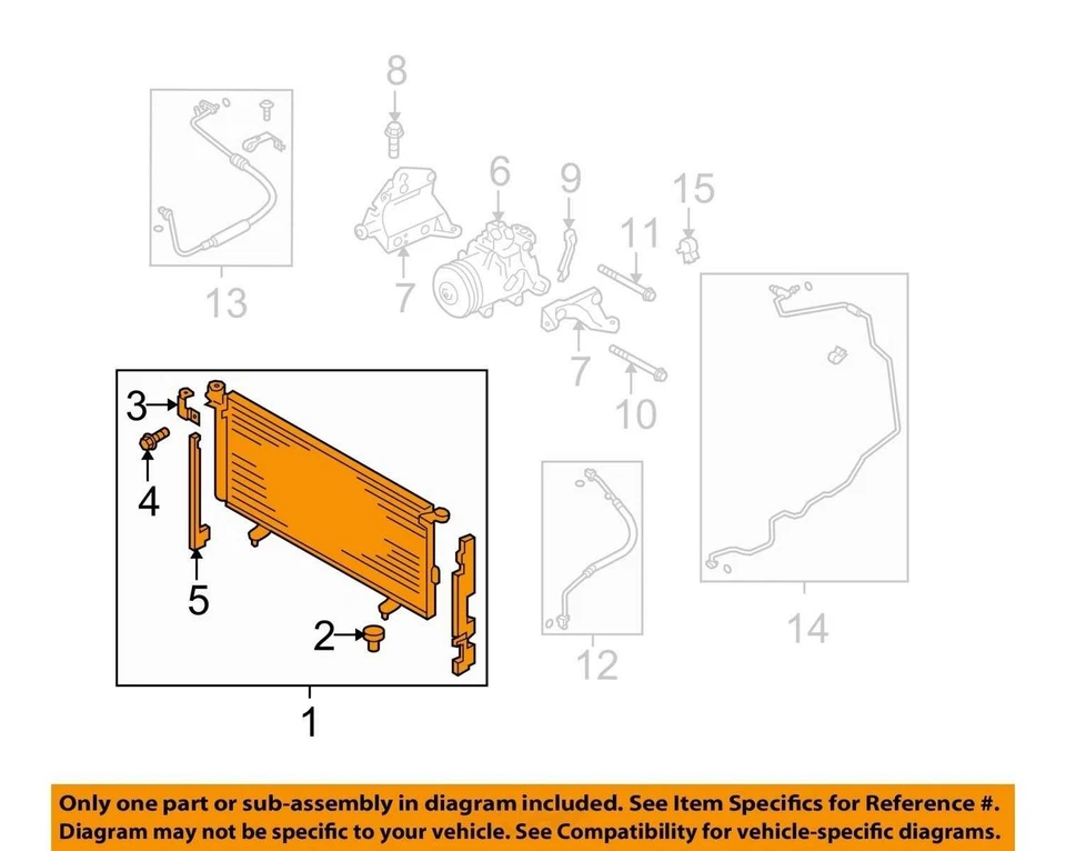 Condensador de aire acondicionado Subaru Legacy 2010 2011 2012 213 2014 132 k OEM Foto 4 de 4