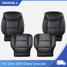 Leather Seat Cover For 2014-2019 Chevy Silverado Driver & Passenger PERF Black