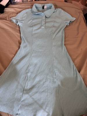 H&M Divided Ribbed Polo Dress Womens Small Blue Short Sleeve Stretch