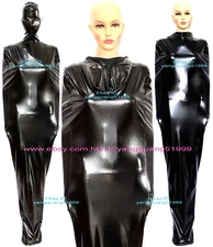 Unisex Black Shiny Metallic Mummy Costumes Sleeping Bag w/ internal Sleeves F926