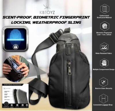 Smell Resistant Unisex sling chest shoulder  backpack w/Fingerprint Lock
