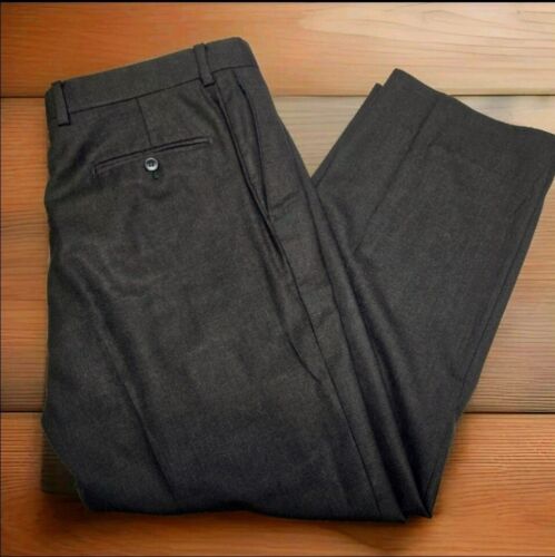 Jack Victor Men's Pants Riviera Charcoal Gray 35 X 28 Flat Front 100 % Wool....