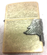 VTG Antique Silver Plate Motor and Wings Zippo Windproof Lighter 1998 New in Box