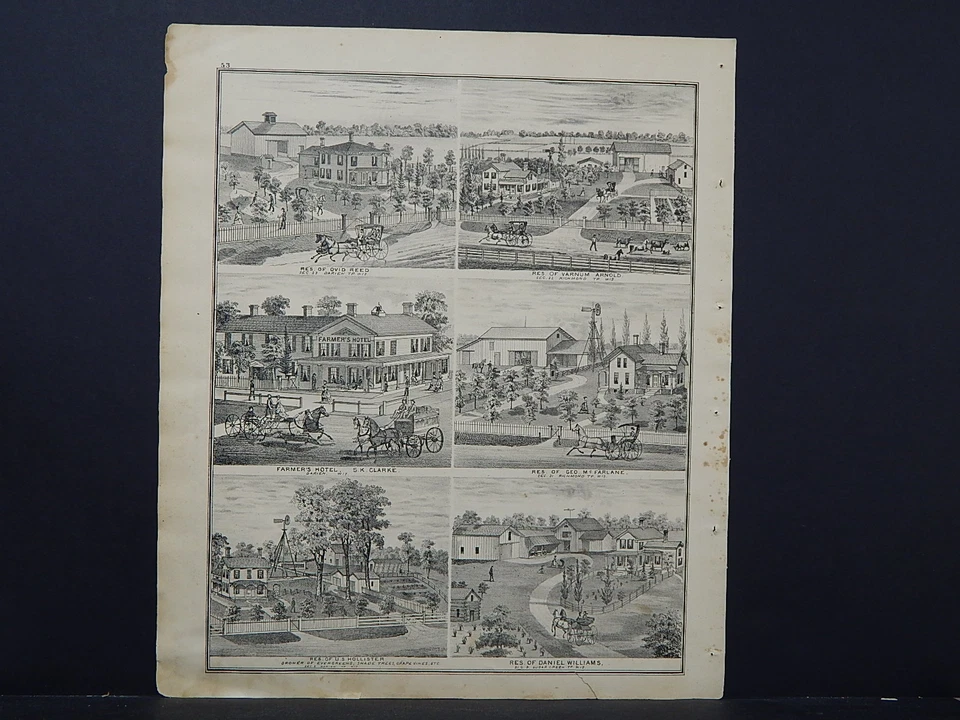 Wisconsin, Walworth County Engravings, 1873, Richmond, La Grange Townships M4#33 Foto 2 de 2