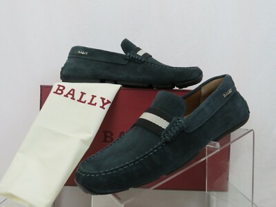 NIB BALLY PEARCE OAK DARK GREEN SUEDE WEB LOGO DRIVING LOAFERS 8.5 D 41.5 ITALY Bally Suede Loafers products for sale | eBay main image 3