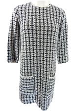 Zara Women's XS Shift Dress Tweed Plaid Check Textured 3/4 Sleeve Mini EUC